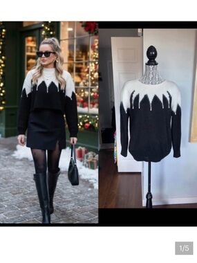 Vintage Wool/Angora Fur Blend Pearl Apres Ski Cozy Knit Sweater.Small/Medium